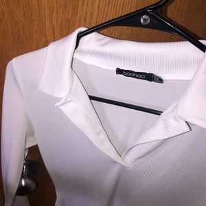 Collar rib bodycon dress